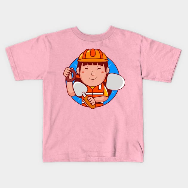 Builder Woman Kids T-Shirt by MEDZ